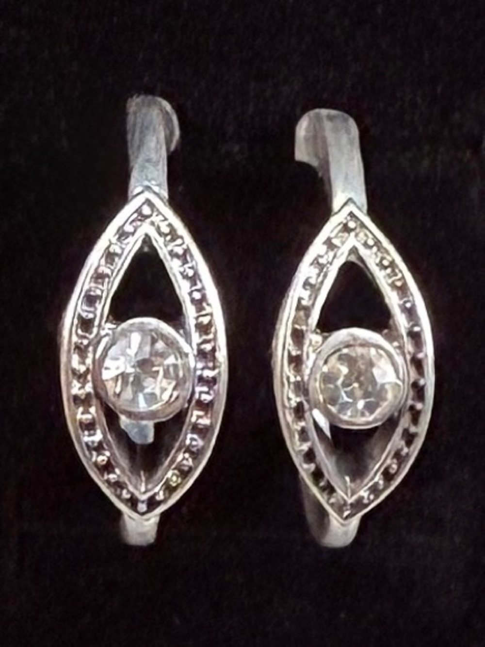 Vintage Silverstone Pierced Earrings with Bling Accents